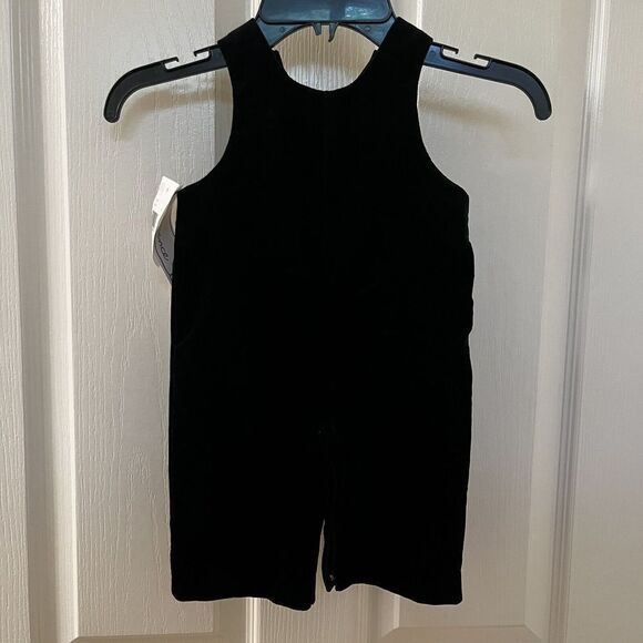 Florence Eiseman Black Velvet Snowman Longall Overalls Romper Boys 6 Months NWT - Picture 10 of 13